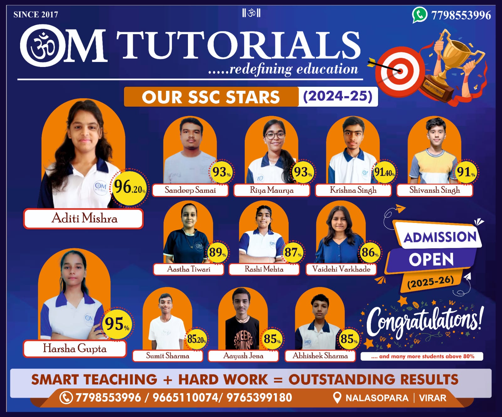 OM Tutorials published SSC result creative for 2024-25
