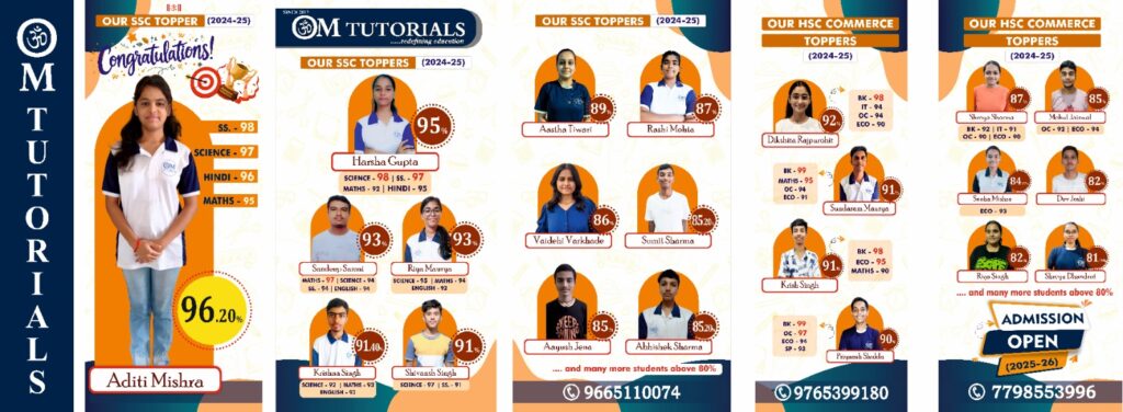 OM Tutorials 2024-25 SSC and HSC Commerce result creative